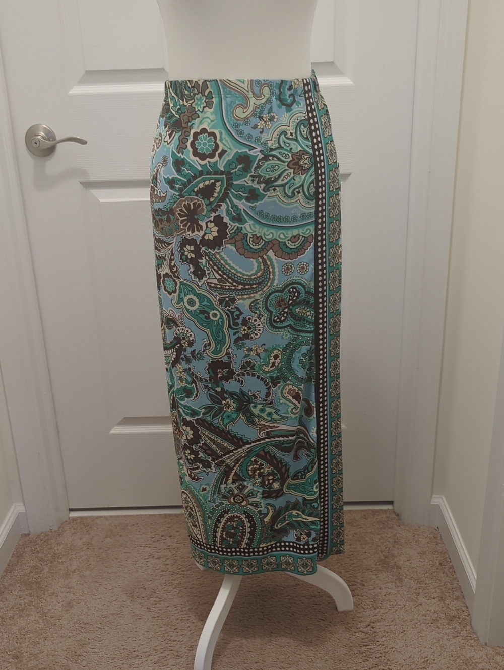 Turquoise Paisley Maxi Skirt - Elegant Women's Maxi